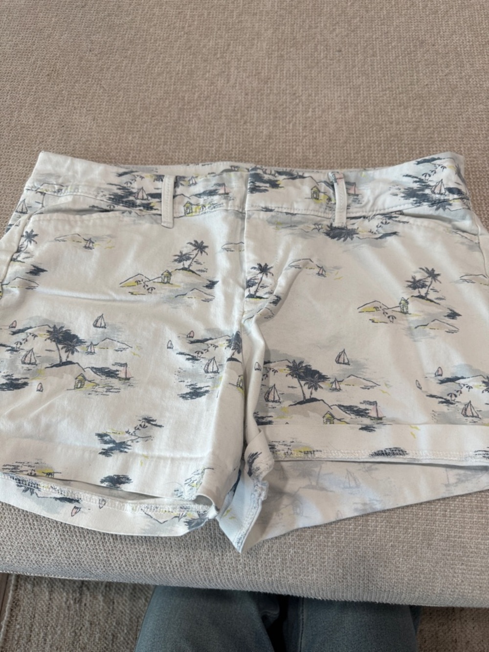 Women's Light Blue Tropical Print Shorts